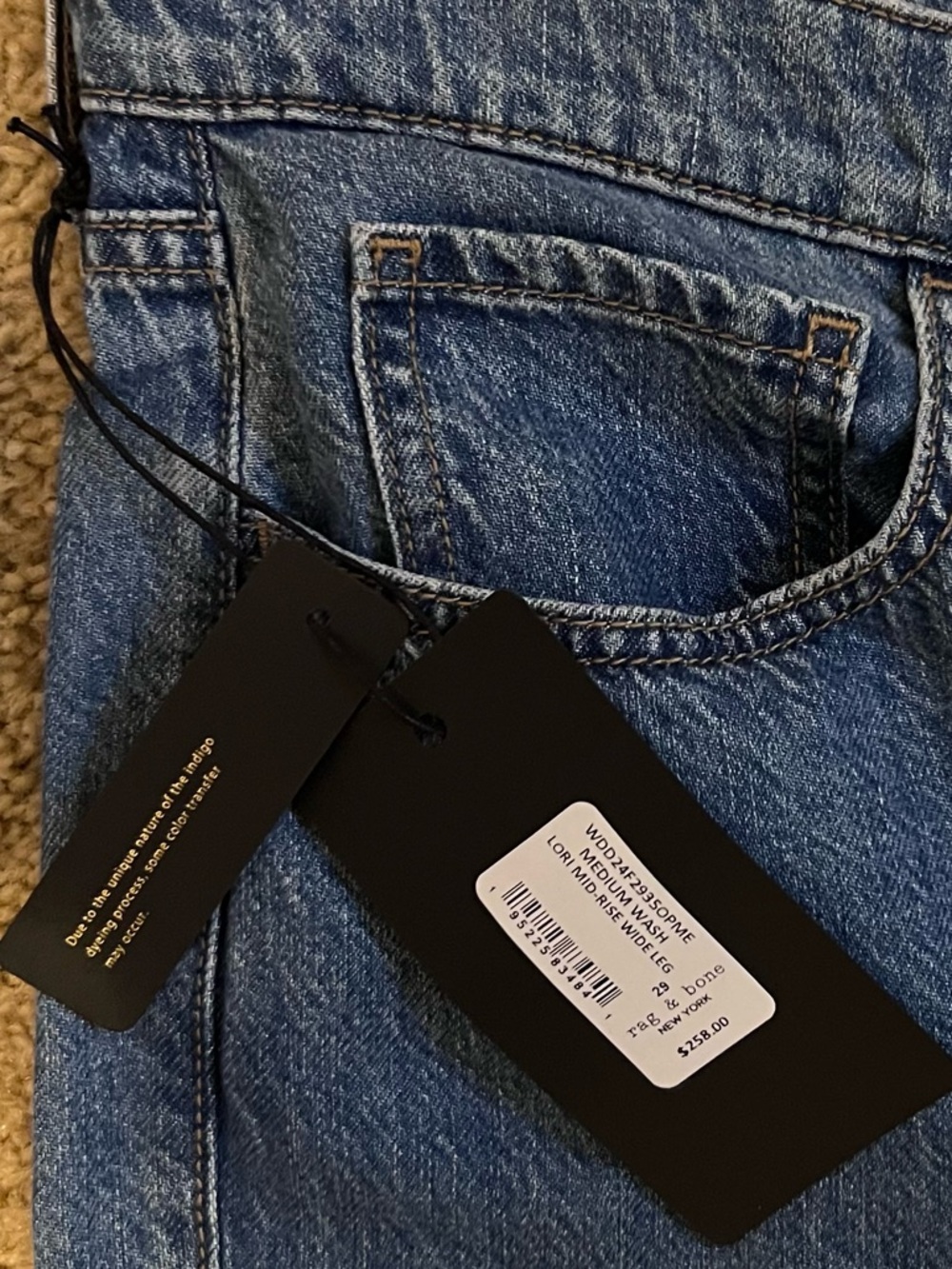 Rag & bone women’s Lori Mid-Rise Wide-Leg Jeans in a medium wash size 29 - Picture 4 of 6